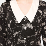 Dark Pieridae Print Long Sleeve Dress