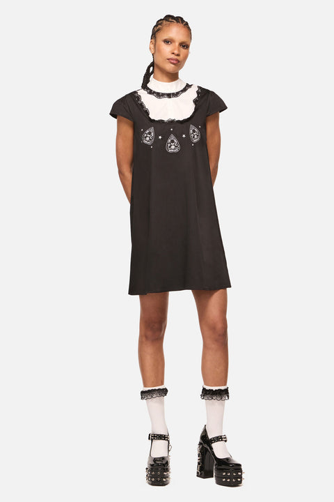 goth mini dress Women's Gothic Lolita Dresses Vintage Punk Puff Sleeve A Line Swing Short Black : Clothing, Shoes & Jewelry up back creates an adjustable silhouette Gothic Princess Dark Lolita Mini