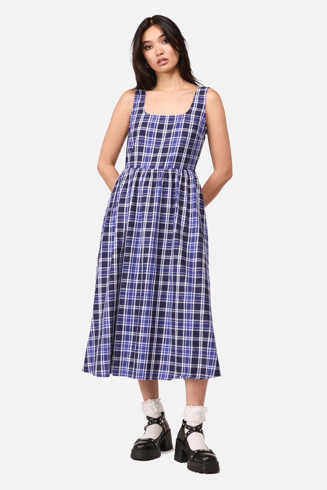 Whirl Tartan Midi Dress