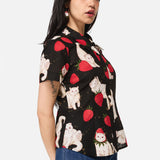 Strawberry Cat Repeat Blouse