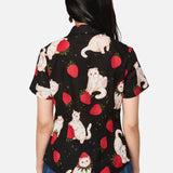 Strawberry Cat Repeat Blouse