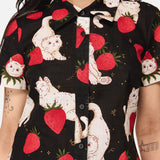 Strawberry Cat Repeat Blouse