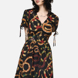 Reptilian Print Fit & Flare Dress