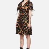 Reptilian Print Fit & Flare Dress