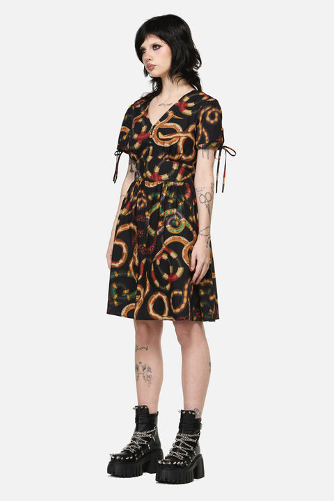 Reptilian Print Fit & Flare Dress