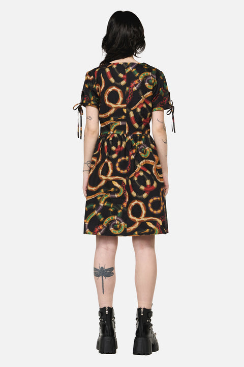 Reptilian Print Fit & Flare Dress