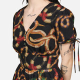Reptilian Print Fit & Flare Dress