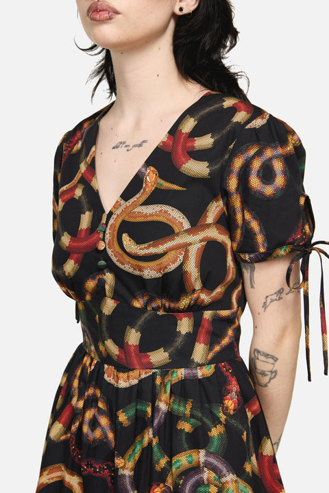 Reptilian Print Fit & Flare Dress