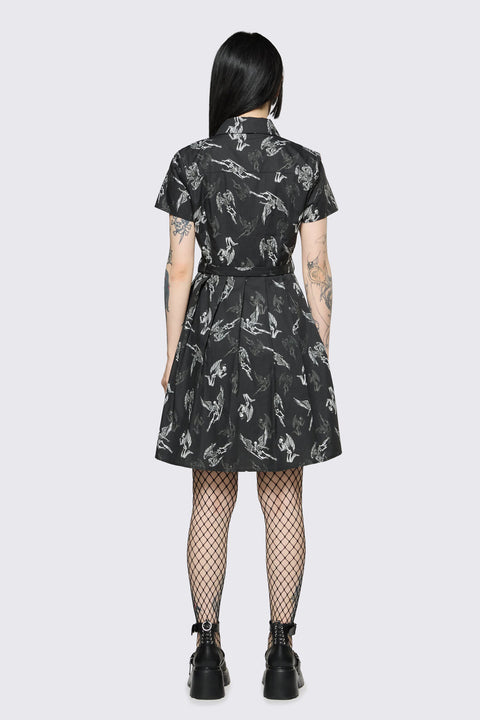 Archangel Print Pleated Dress