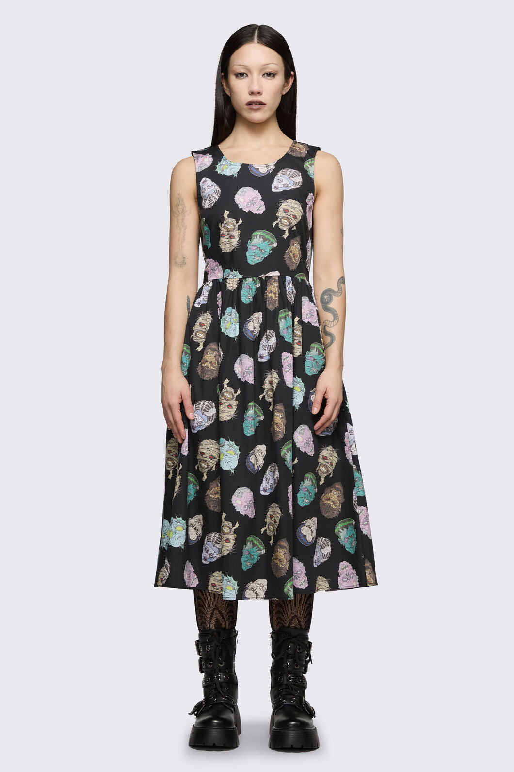 Ghouls Printed Midi Dress