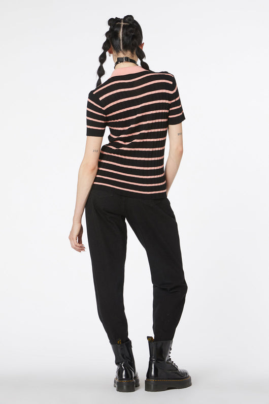 Stripey Peach Collar Knit