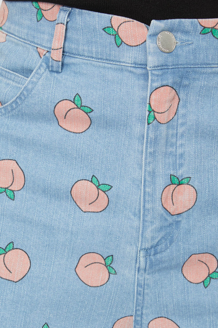 Denim Peach Wide Leg Jeans