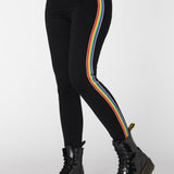 Stretch Denim Rainbow Slim Fit Black Skinny Jeans