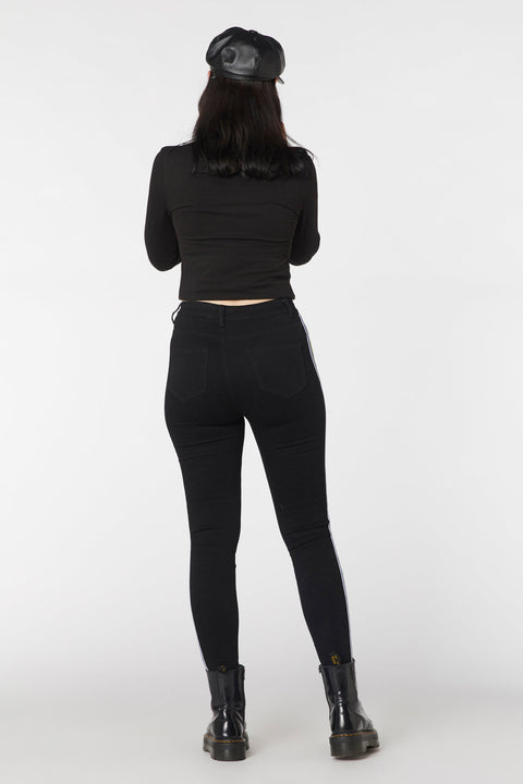 Stretch Denim Rainbow Slim Fit Black Skinny Jeans