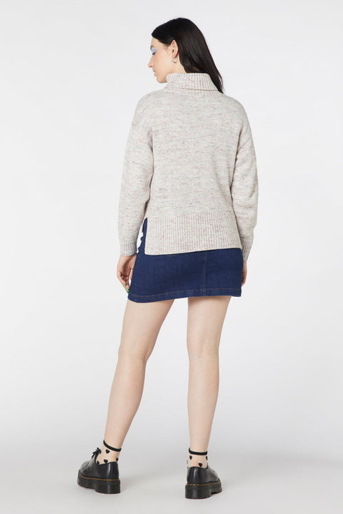 Space Dye Cable Boxy Knit Wool Sweater