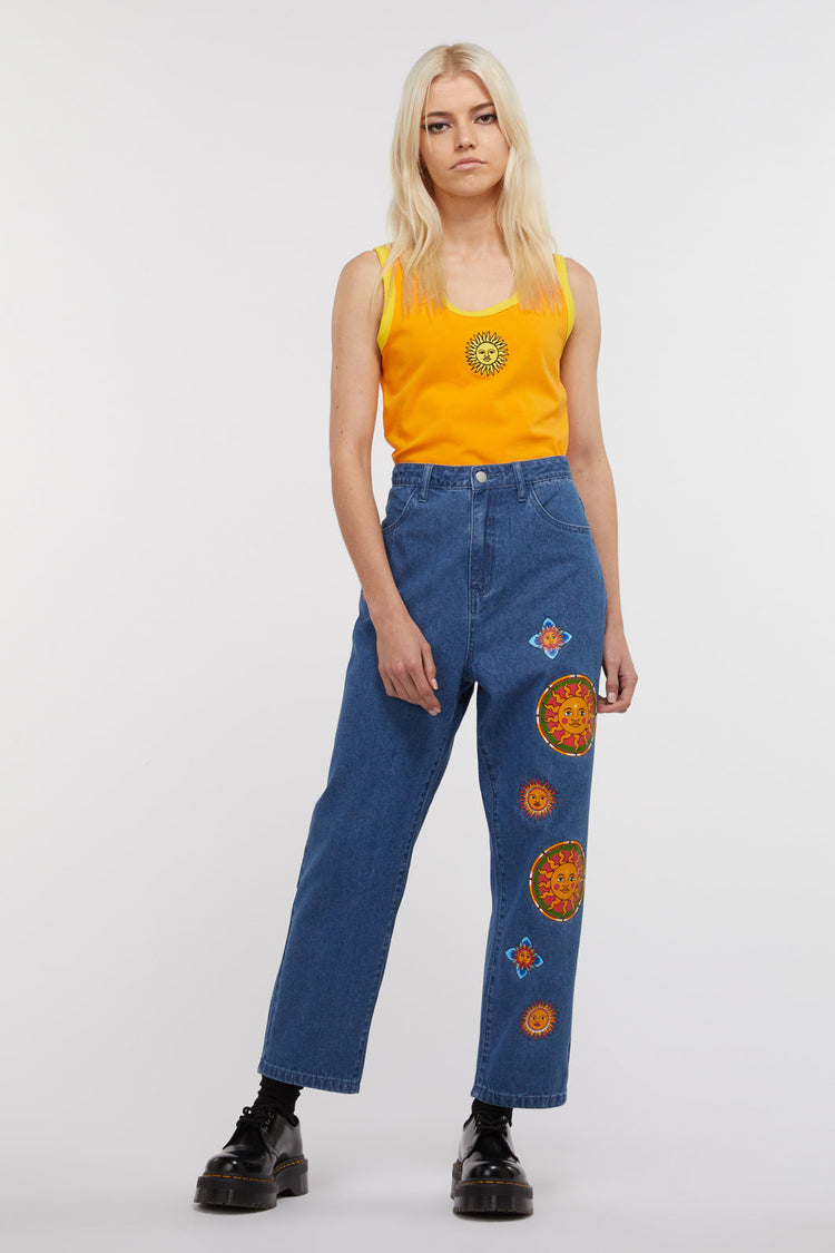 Denim Sun Print Jean