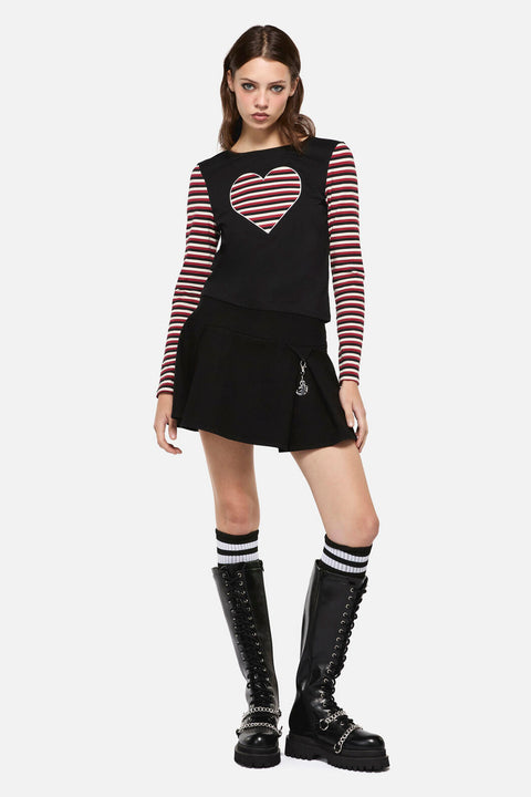 Sucked In Gothic Contrast Sleeve Top