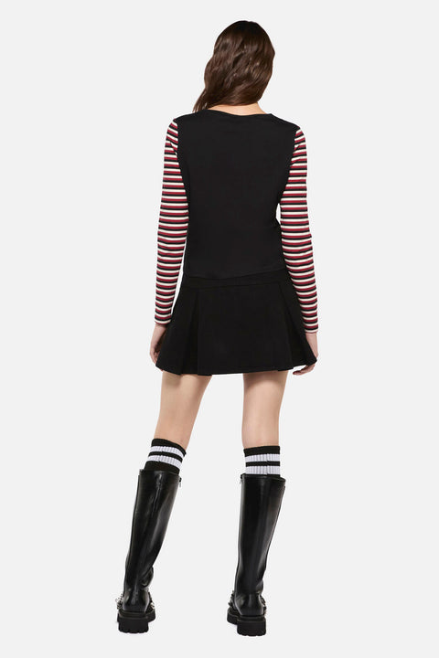 Sucked In Gothic Contrast Sleeve Top