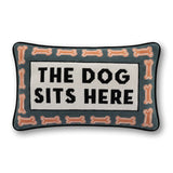 Needlepoint Pillow - The Dog Sits Here