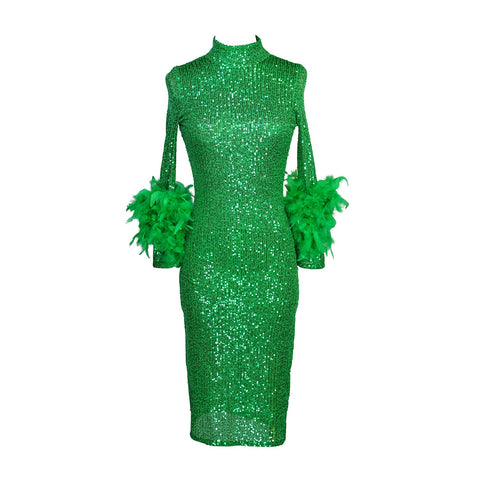 Julianne Sequin Dress in Parakeet Green