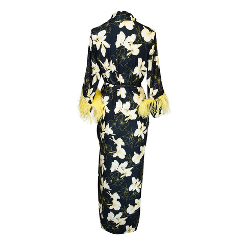 Marlene Wrap Dress in Lemon Orchid Blossom