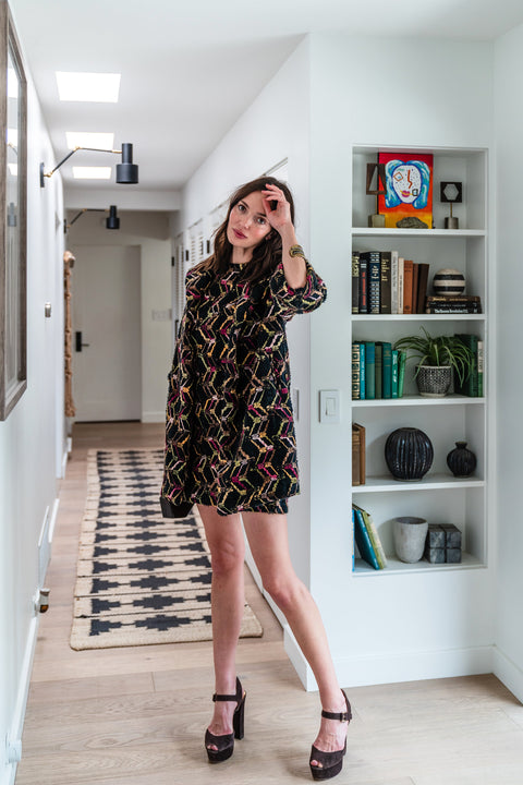 Penelope Mini Dress in Berry Boucle