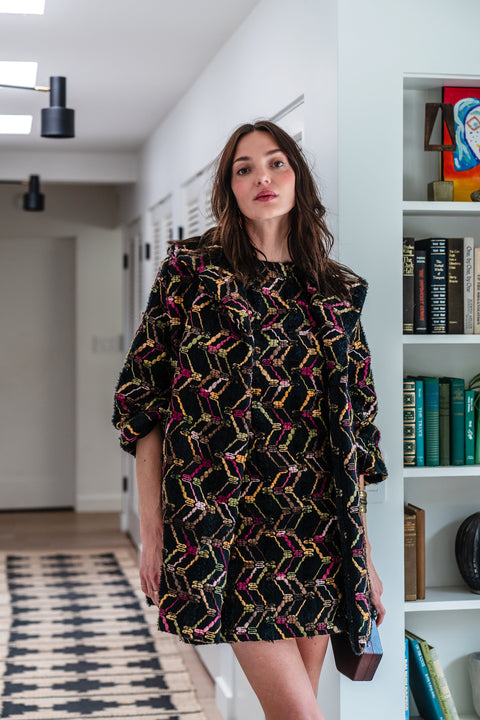 Penelope Swing Coat in Berry Boucle