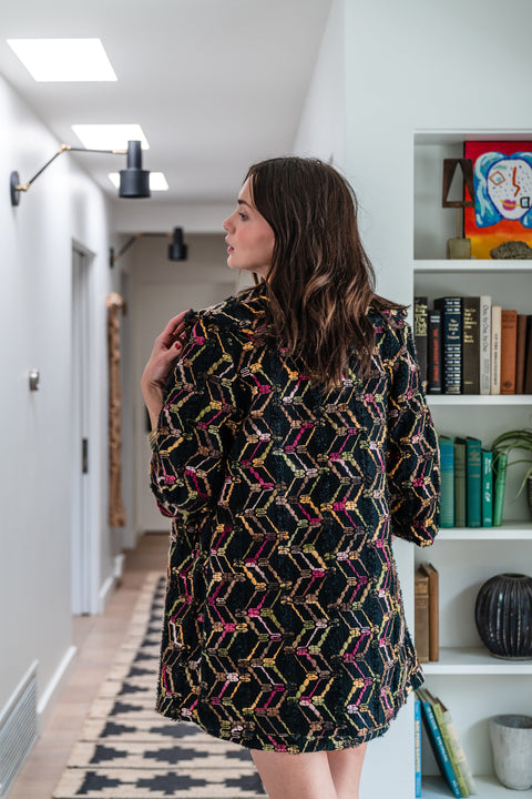 Penelope Swing Coat in Berry Boucle