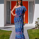 Tatjana One-Shoulder Maxi Dress in Hallucinogen Plume