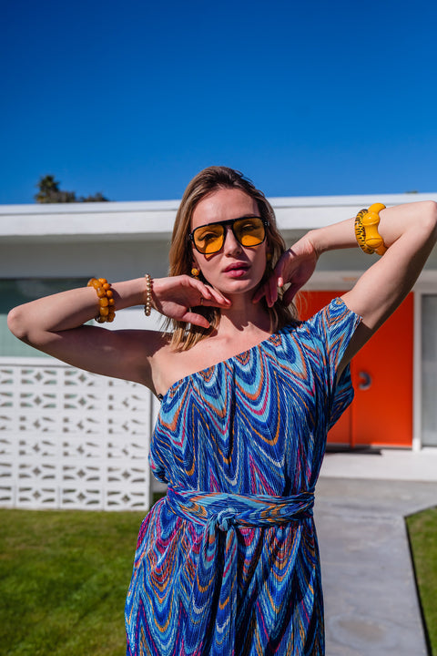 Tatjana One-Shoulder Maxi Dress in Hallucinogen Plume