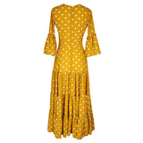Imogen Petite 3-Tier Ruffle Maxi Dress in Mustard Polka