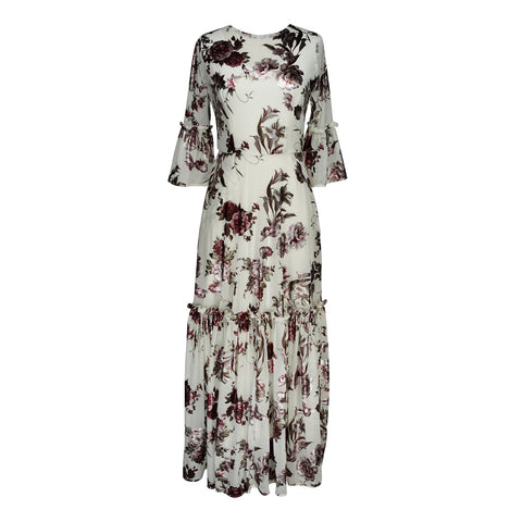 Imogen 1-Tier Ruffle Maxi Dress in Fleur De L'amour