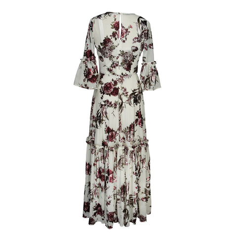 Imogen 1-Tier Ruffle Maxi Dress in Fleur De L'amour