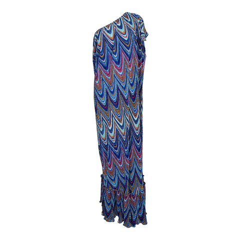 Tatjana One-Shoulder Maxi Dress in Hallucinogen Plume