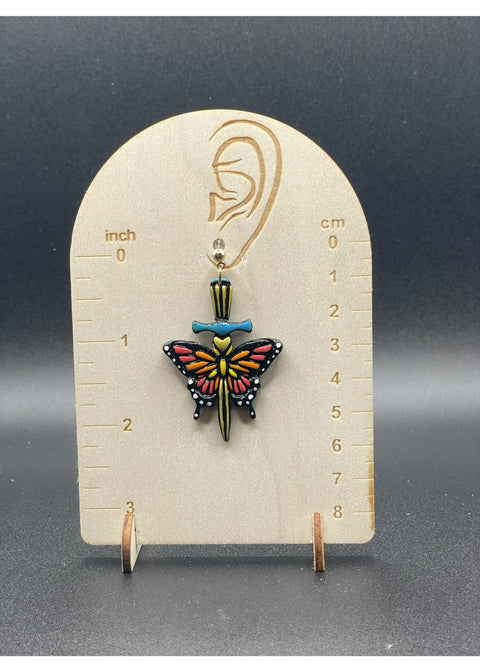 Tattoo Love Butterfly Dagger Earrings