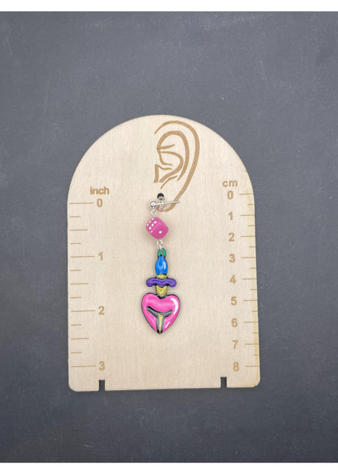 Tattoo Love Heart Dagger Earrings
