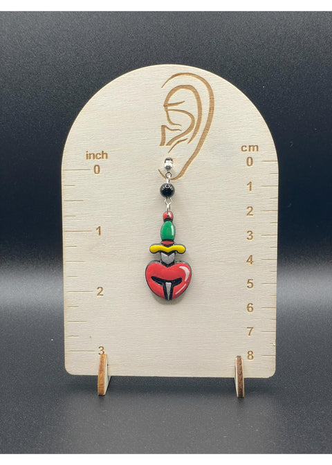 Tattoo Love Heart Dagger Earrings