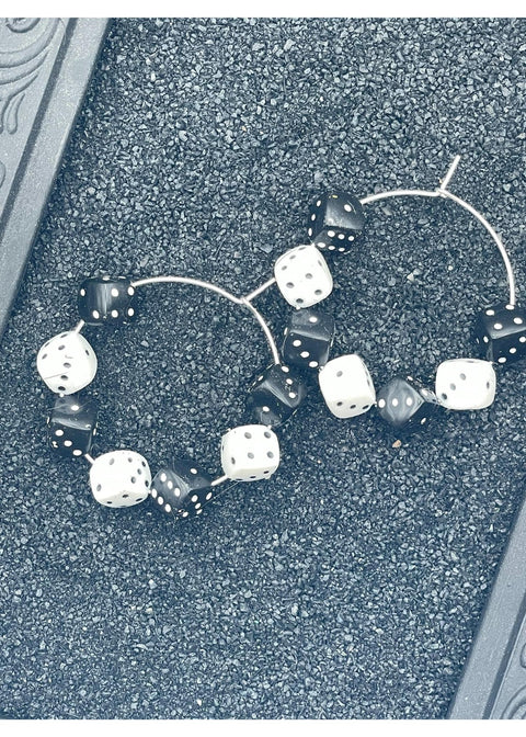 Black & White Dice Hoop Earrings