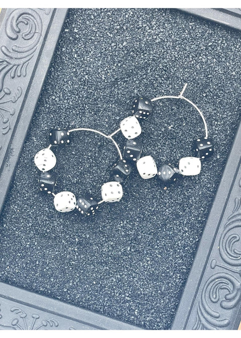 Black & White Dice Hoop Earrings