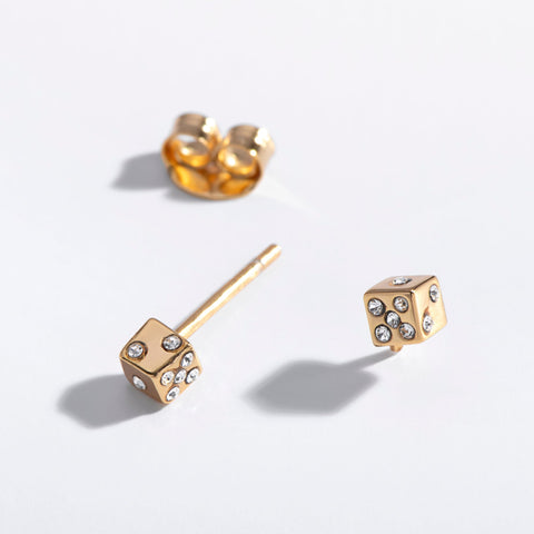 Tiny Dice Stud Earrings Sterling Silver