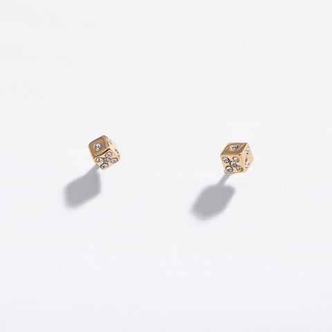 Tiny Dice Stud Earrings Sterling Silver