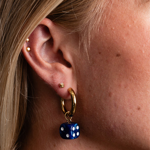 Tiny Dice Stud Earrings Sterling Silver