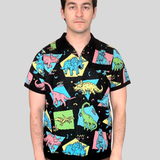 Unisex Dino Party Button Up Knit Shirt