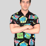 Unisex Dino Party Button Up Knit Shirt