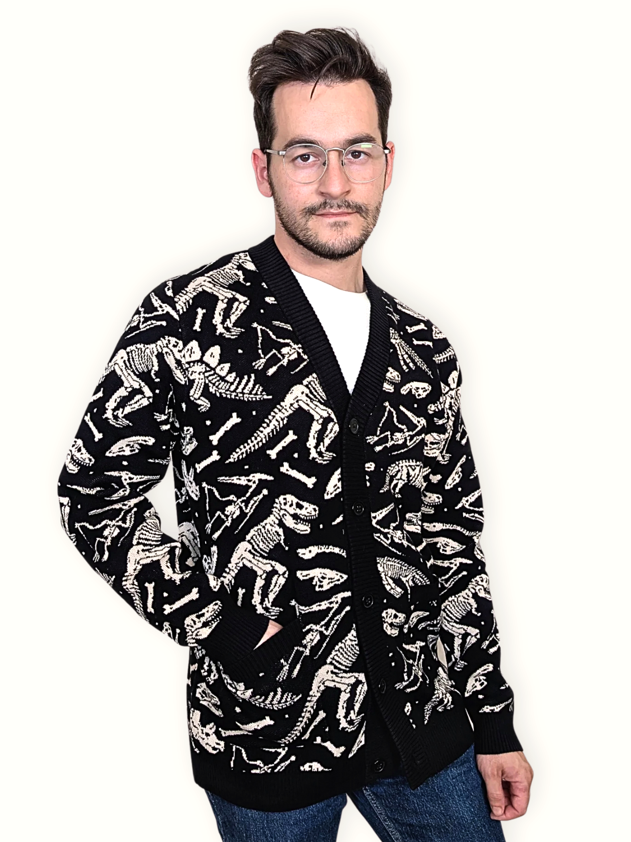 Unisex Dinosaur Fossil Cardigan 100% Cotton