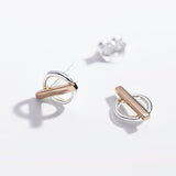 Duality Circle Bar Stud Earrings