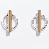 Duality Circle Bar Stud Earrings