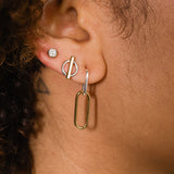 Duality Circle Bar Stud Earrings