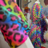 Lydia Wrap Dress in Rainbow Leopard Mesh