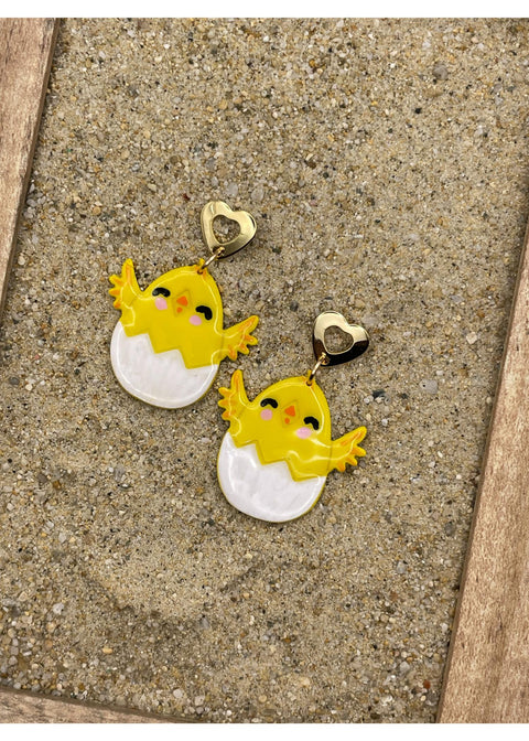 Cutie Easter Egg Earrings with Baby Chick